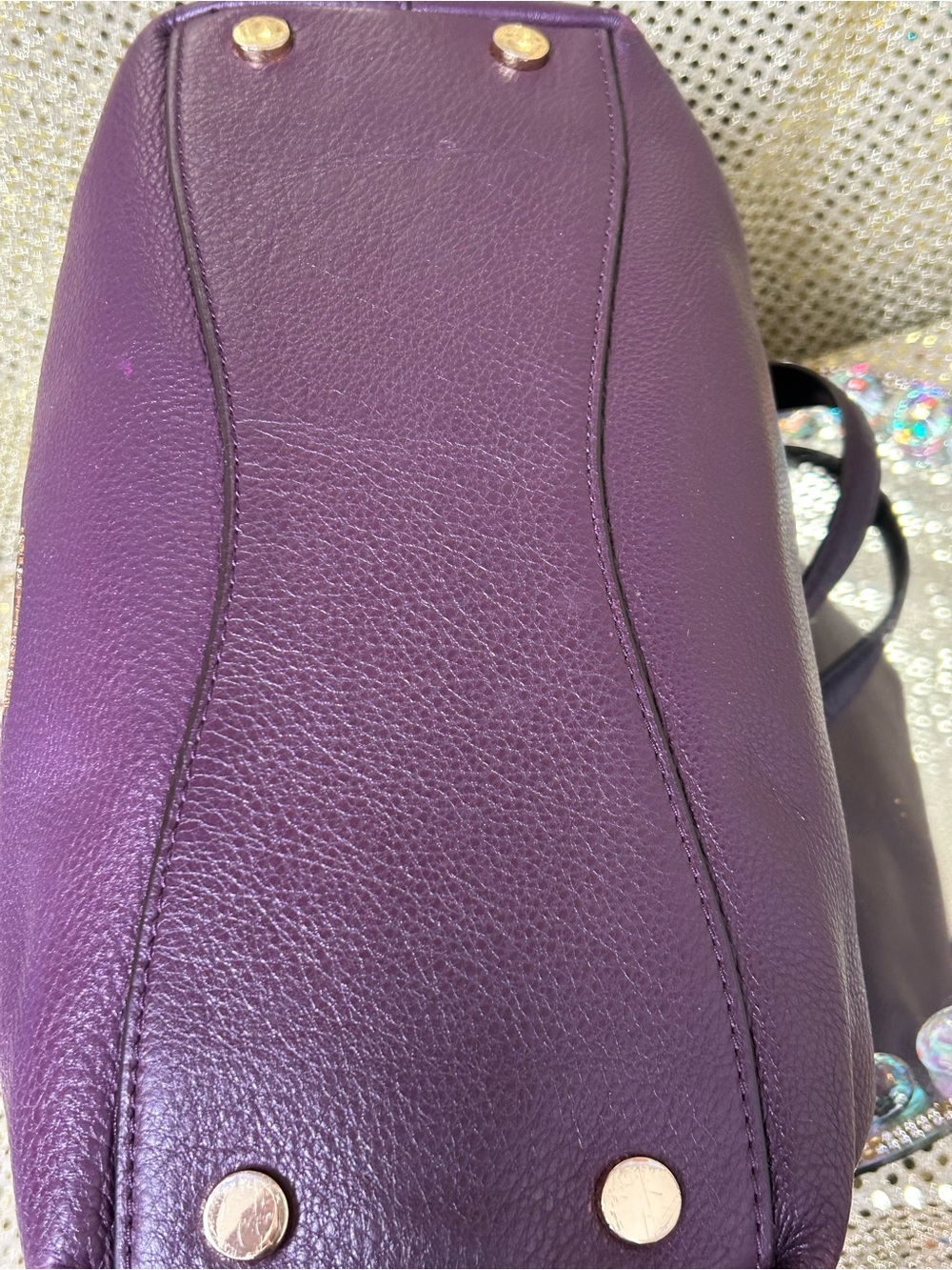 Michael Kors Large Lillie Purple Leather Shoulder Bag Approximately 13 x 11 x 6 - Picture 11 of 17